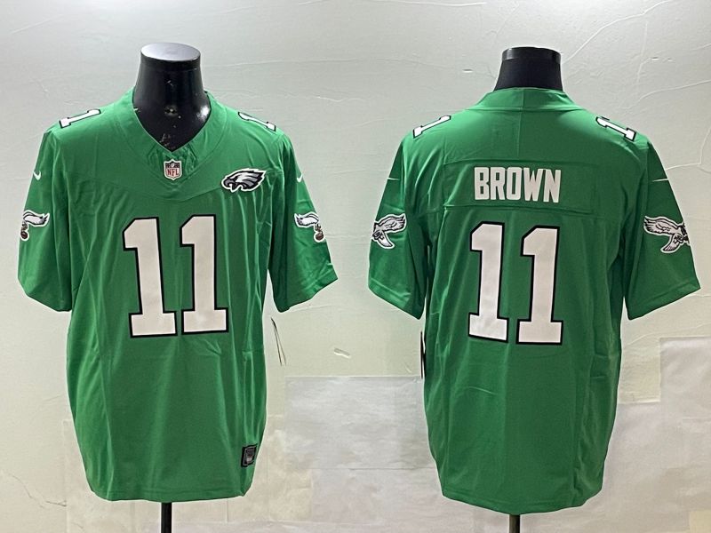 Men Philadelphia Eagles #11 Brown Green three generations 2025 Nike Vapor Limited NFL Jersey style 4->philadelphia eagles->NFL Jersey